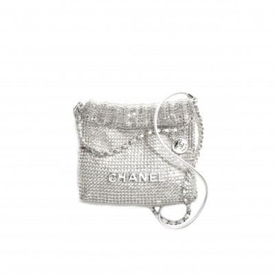 CHANEL MASTER EVENING BGA STRASS,SILVER-TONE METAL SILVER AS4894 (17*15*4cm)